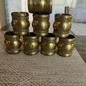 Antique-Style Brass Napkin Rings - Set of 8